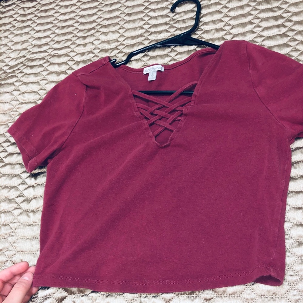 cropped v neck